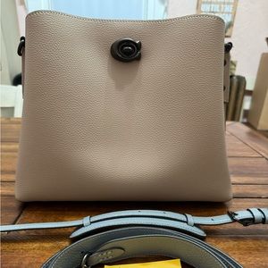 Coach Willow Shoulder Bag in Taupe/Blue Colorblock